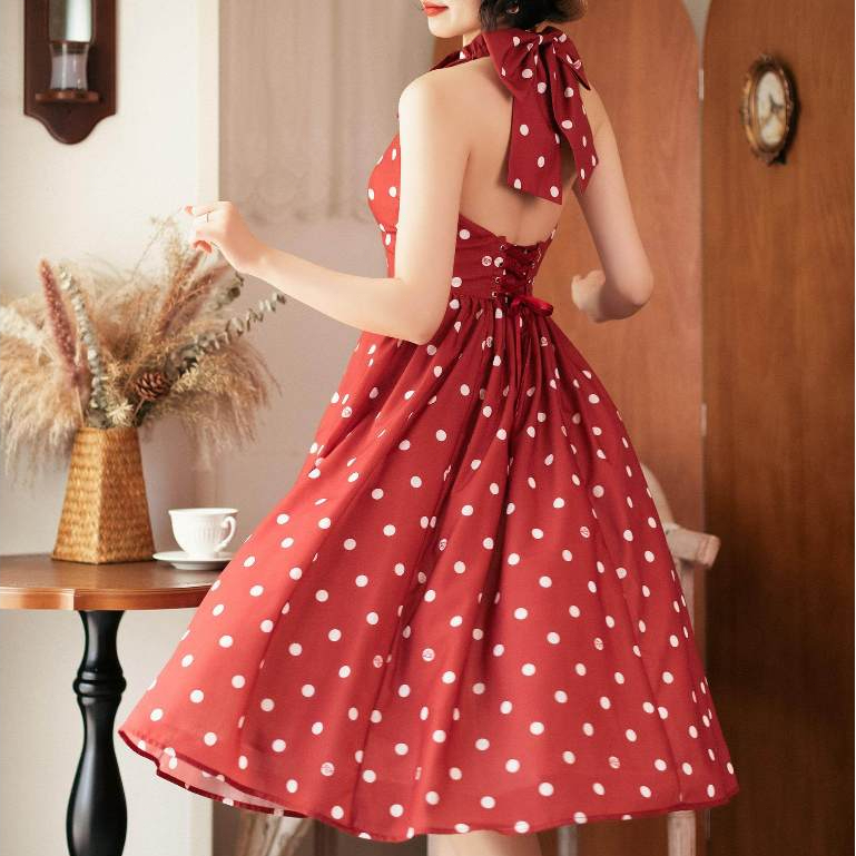 พร้อมส่ง/ป่าไม้ตู้เสื้อผ้าฝรั่งเศสยุคเรโทรฤดูร้อนกระโปรงคอปก และจั๊บจั๊บจั๊บ