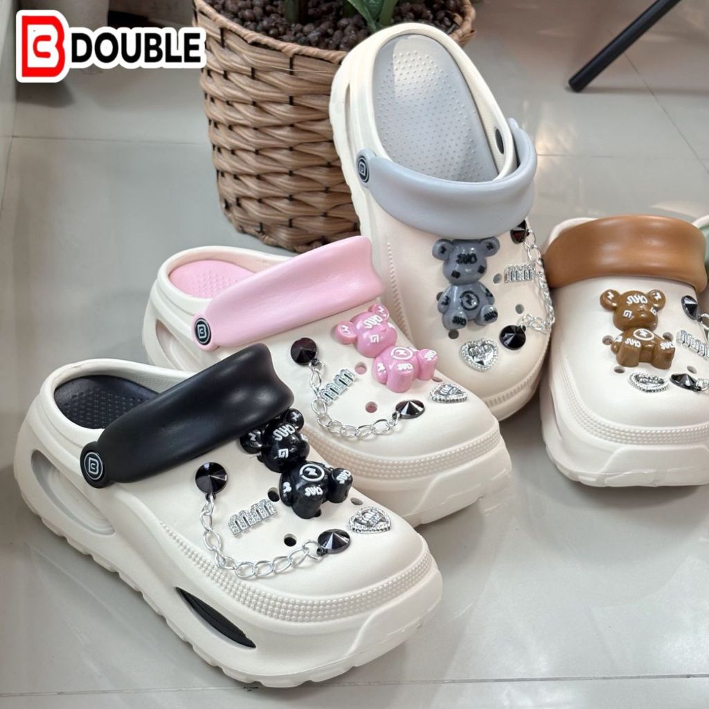 🔥🔥 รองเท้าแตะหัวรังนก BB Double ส้นหนา นุ่มนวล กันน้ำ กันลื่น ใส่ในบ้าน/ไปทะเล พร้อมส่ง ส่งฟรี!