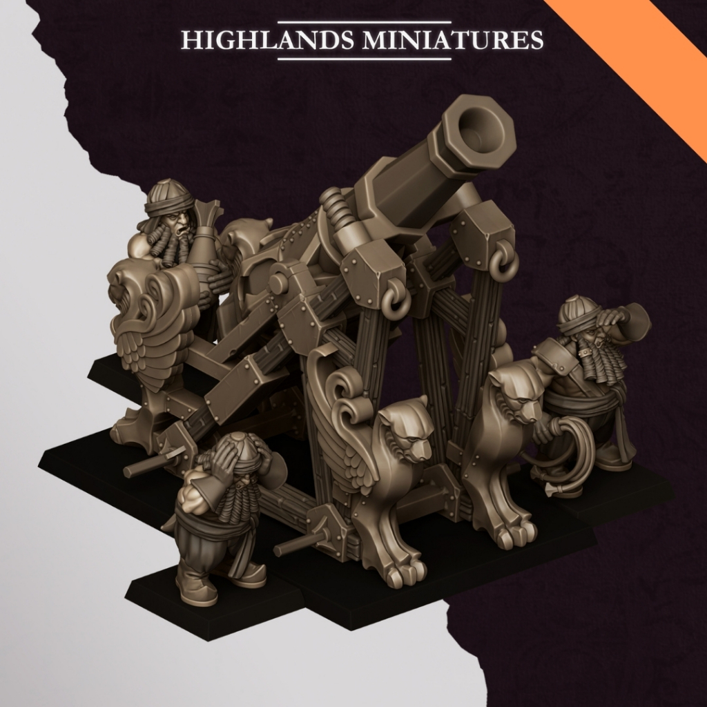 Sons of Marduk Mortar and Crews - Sons of Marduk - Humanoid Dwarf / 32mm scale 3D printed miniature 