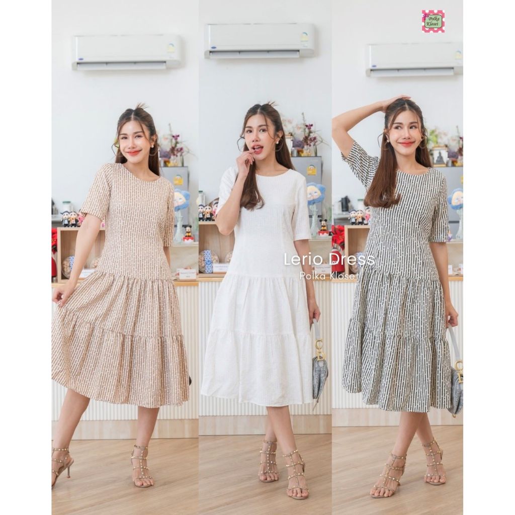 Lerio Dress เดรสสร้างเอวตีเกล็ดช่วงเอว ริ้วนูนนิดๆน่ารัก ต่อชั้นชิ้นล่างพริ้วๆสวยละมุน