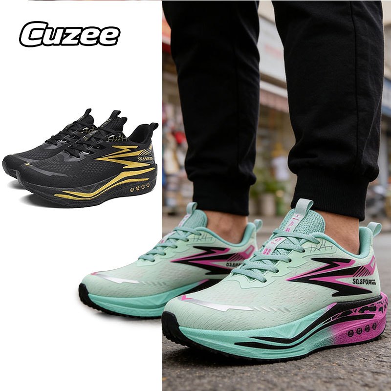 CUZEE รองเท้าวิ่งมืออาชีพ ดูดซับแรงกระแทก กันลื่น กีฬากลางแจ้ง รองเท้าวิ่ง