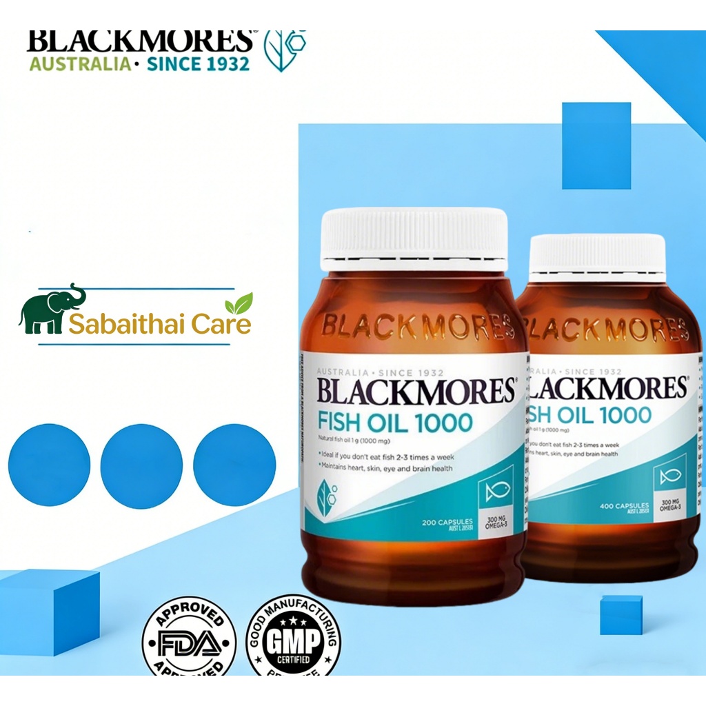 Blackmores FishOil 1000mg น้ำมันปลาออสเตรเลีย 200+400แคปซูล วิตามินอาหารเสริม บำรุงหัวใจ สมอง สายตา ผิวหนัง ลดไขมันในเลื