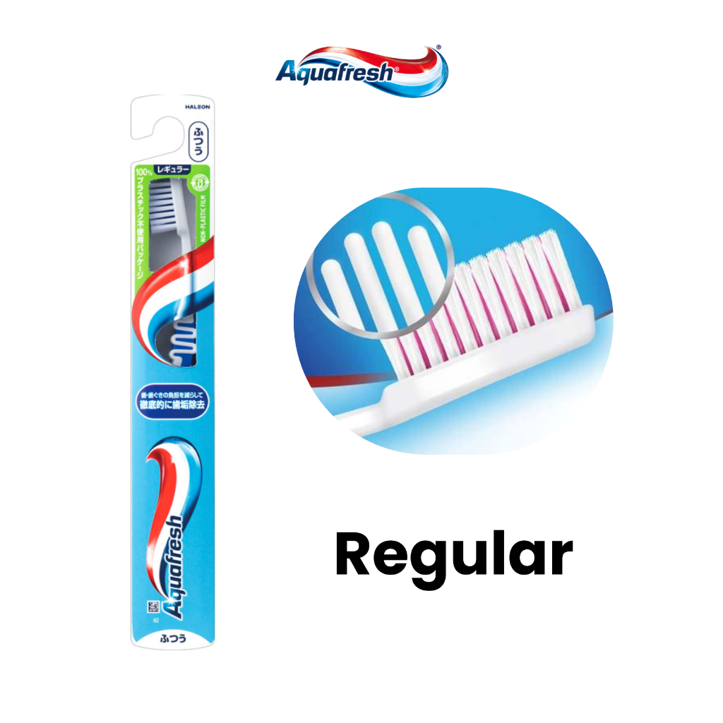 Aqua Fresh Toothbrush Regular แปรงสีฟัน ขนนุ่ม ทำความสะอาดฟันและเหงือก