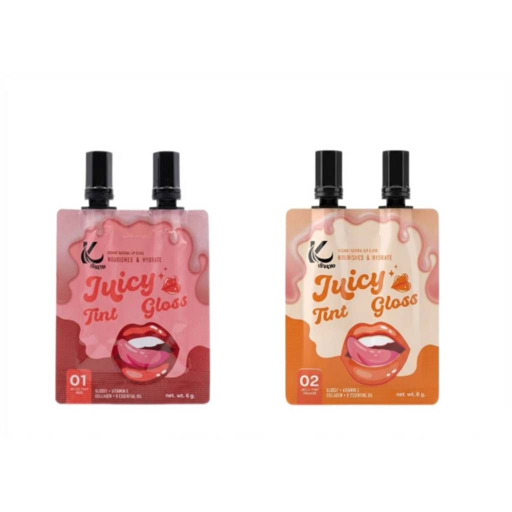 [เซ็ท 2 ซอง] เจ้านาง จูซซี่ ทินท์ กลอส (Jaonang Juicy Tint Gloss) 01 Jelly Tint+​02 Jelly Tint Orang