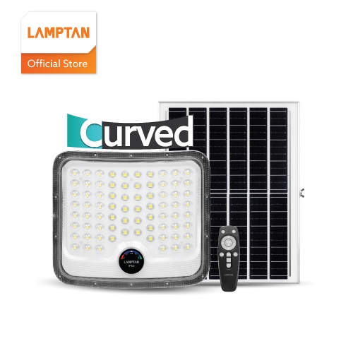 LAMPTAN โคมไฟฟลัดไลท์พลังงานแสงอาทิตย์ LED SOLAR FLOODLIGHT ARCRAY หน้าโค้งกระจายแสงกว้าง พร้อมเซนเซอร์จับความสว่าง