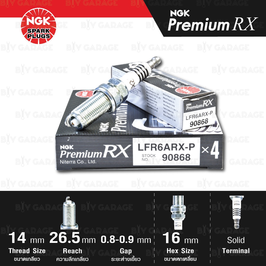 NGK หัวเทียน Premium RX ขั้ว Ruthenium [ LFR6ARX-P ] ใช้อัพเกรด PLFR6A / LFR6AIX / LZFR6AI - Made in