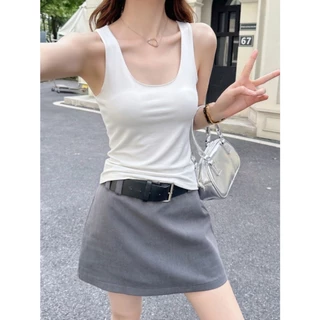 Bella Shop เสื้อกล้ามผู้หญิง สื้อสายเดี่ยวไม่มีแขน สไตล์สลิมฟิต ผ้านิ่มเด้ง สไตล์แคชชวลแบบเกาหลี