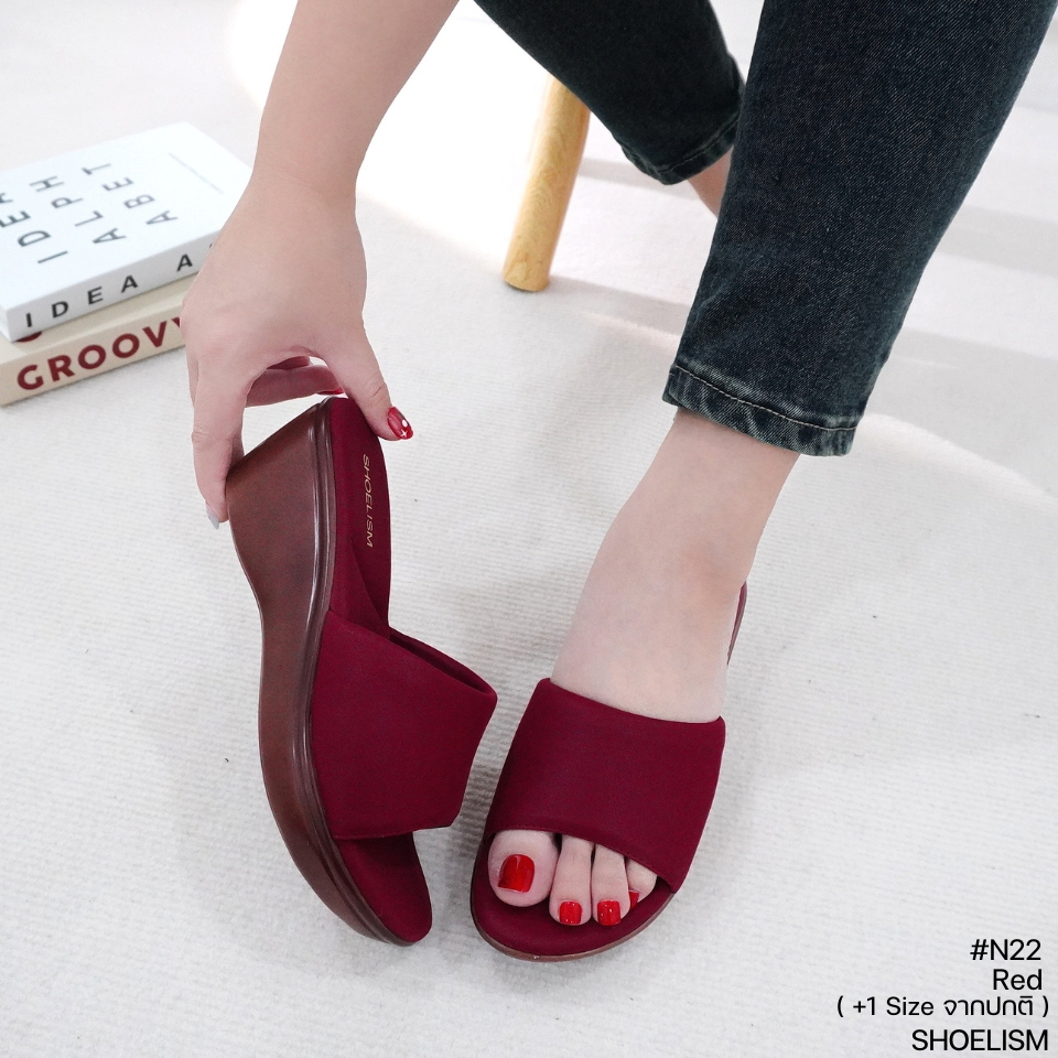 N22 #รองเท้าส้นเตารีด พื้นนุ่มรับน้ำหนักได้ดี เดินสบาย โทนสีหวานละมุน