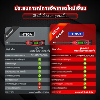 HABOTEST HT95B-SL5 เครื่องทดสอบแรงดันไฟฟ้าสกรูไดรเวอร์ 3v ~ 500V AC แรงดัน NCV breakpoint ค้นหาจอ LCD เหมาะสำหรับการทดสอ