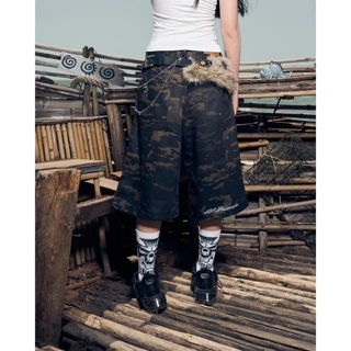 (🔥จัดส่งด่วน 1 วัน!) 22wrldwidee Jorts Camo Sumer Raid กางเกงยีนส์ผ้าคาโม่ ทรง jort แมทง่าย (OC161)