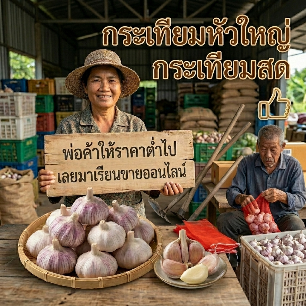 กระเทียมจีน กลีบใหญ่ เกรด A  ขนาดใหญ่ กระเทียมปิงปอง (คัดพิเศษ) แต่ละลูกได้รับการคัดสรรมาอย่างดีและอวบอิ่ม