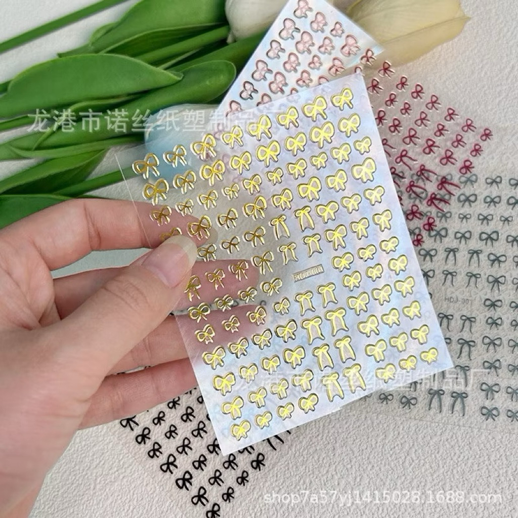 สติ๊กเกอร์ติดเล็บโบว์ น่ารัก ทันสมัย ราคาไม่แพง อุปกรณ์ทำเล็บ