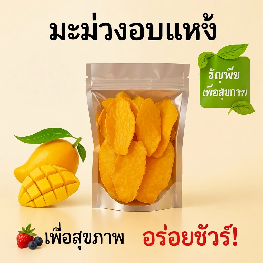 มะม่วงอบแห้ง เนื้อนุ่ม หวานจากธรรมชาติ ไม่มีน้ำตาล200g