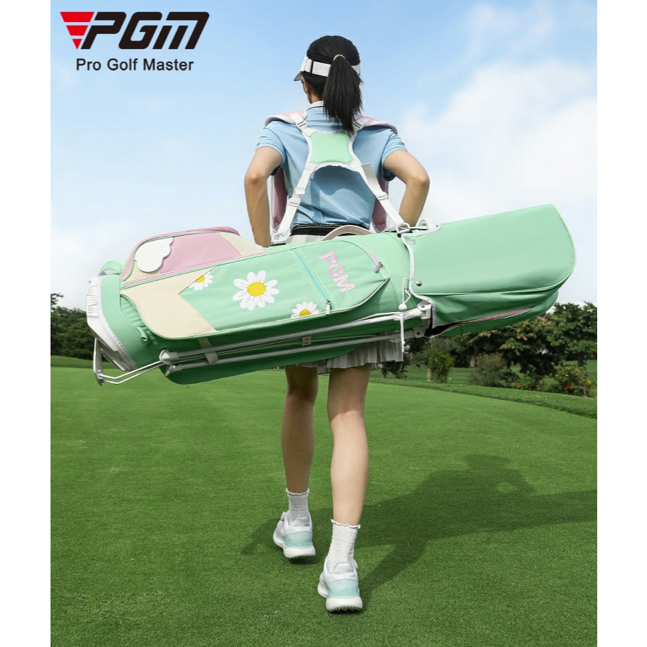 กระเป๋าใส่ไม้กอล์ฟ 5 ช่อง มีขาตั้ง สีเขียวลายดอกเดซี่ (QB188) PGM Golf Daisy Stand Bag ราคา ถูกที่สุด ดีลบีเคเค แกลเลอรีภาพที่ 6
