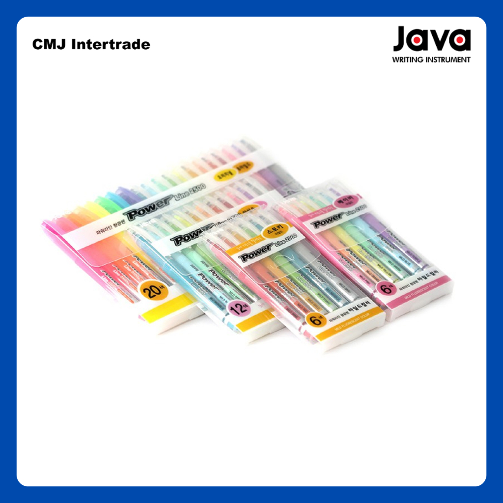JAVA POWER LINE ปากกาเน้นข้อความแบบเซ็ต ปากกาไฮไลท์ (แบบแพ็ก 6 สี / 12 สี  / 20 สี)