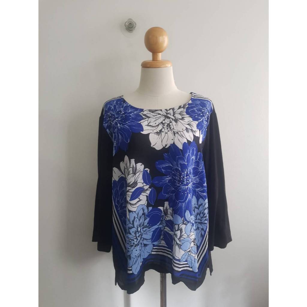 เสื้อยืดคอตตอนแต่งลายโพลีด้านหน้า alfred dunner 1X 52/26
