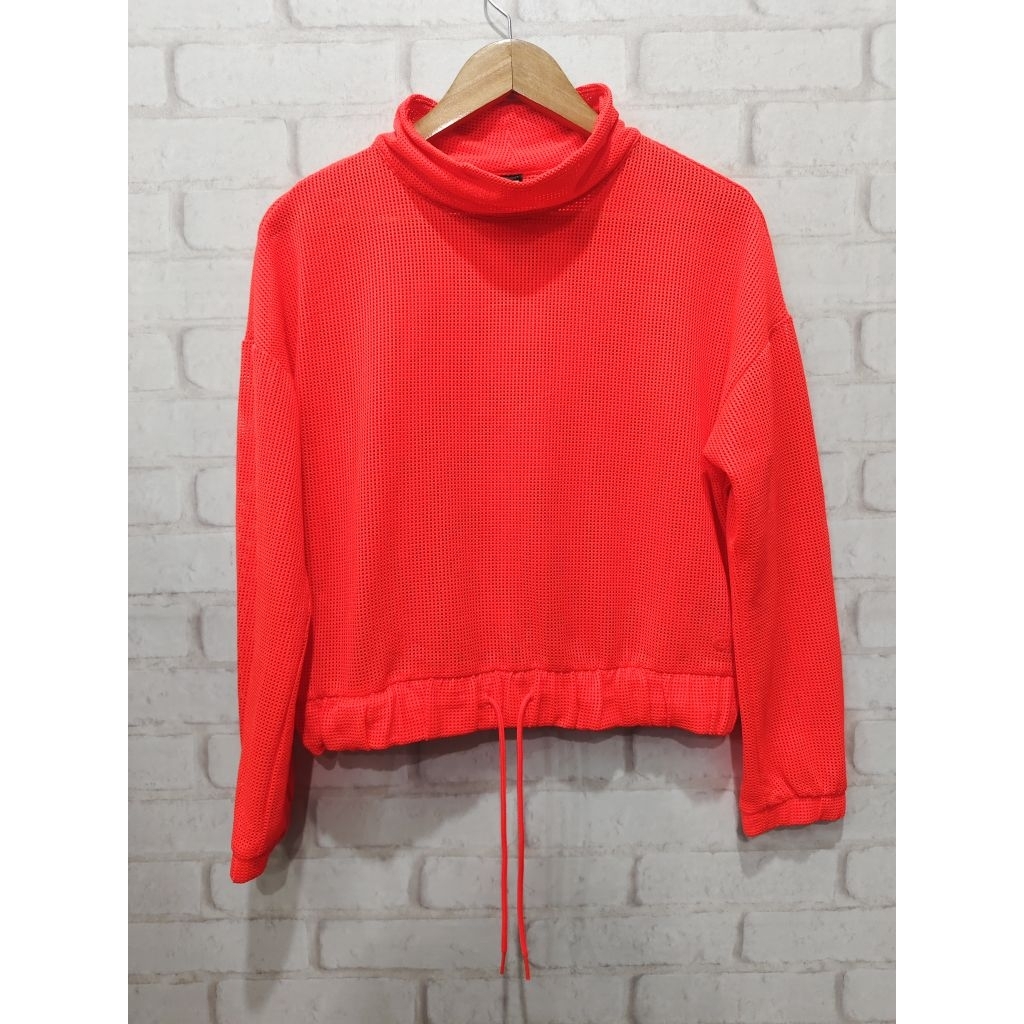 (H05) เสื้อสเวตเตอร์ครอปแฟชั่น คอปีน เอวรูด ผ้าโพลี อก 44 ยาว 19.5"