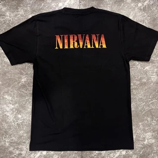 เสื้อยืดผ้าฟอก-ผ้าดำ Nirvanaนางฟ้า(Rockteeเรืองแสง) ผ้าCotton100