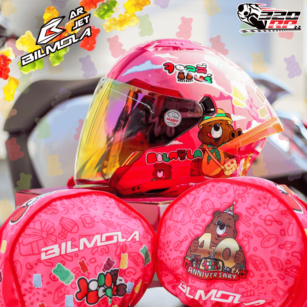 ลายใหม่ 2026 หมวกกันน็อคครึ่งใบ BILMOLA รุ่น AR-JET Jolly Bears แว่น 2 ชั้น ส่งไว!! 320SP ราชพฤกษ์