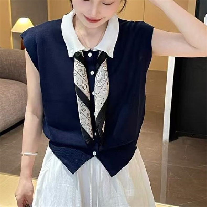 พร้อมส่งในไทย** เสื้อคอปก ใส่ทำงาน มีผ้าพันคอแยกชิ้น ส่งด่วนกทม. Y332