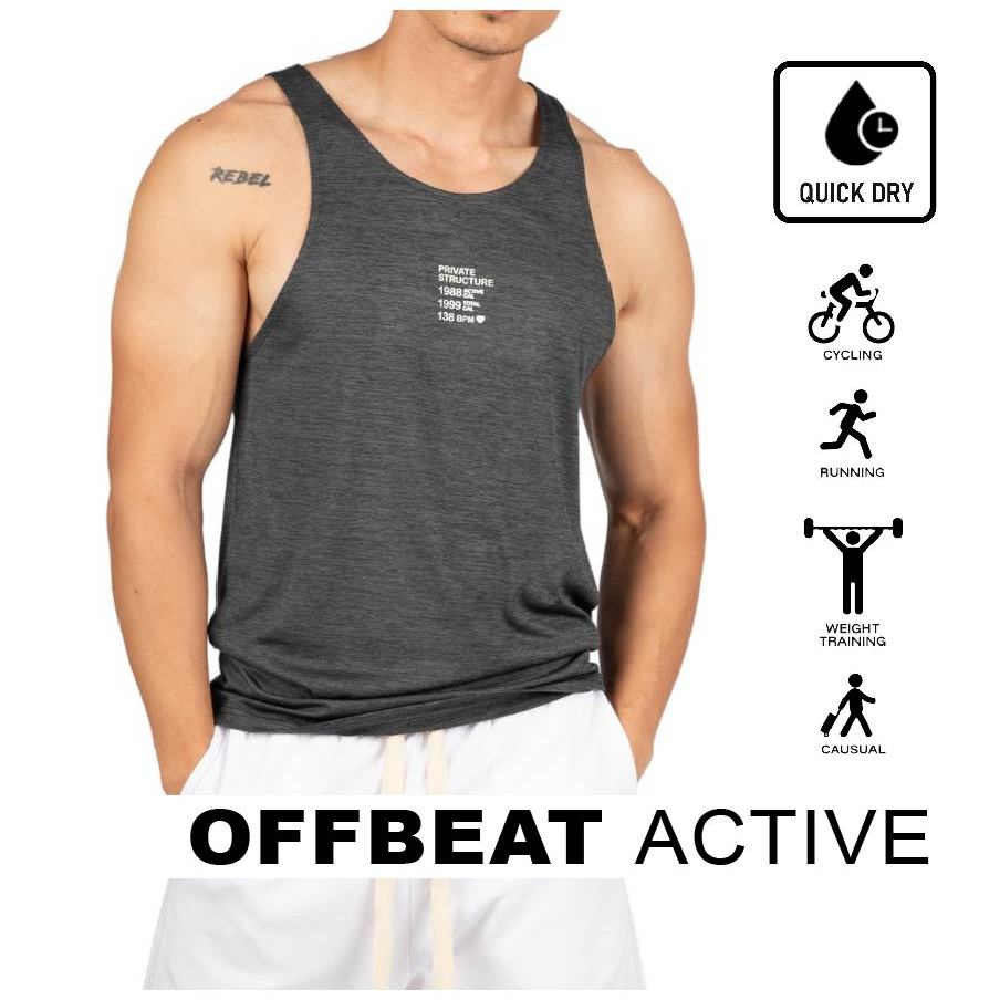 Private Structure เสื้อกล้ามออกกำลังกาย Easy Fit Active Tank – Dark Grey [4712] / นายแบบอก 41″ Size M – โปรปัง