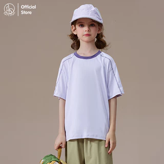 Patt Mom เสื้อยืดแขนสั้นเด็กผู้หญิง เสื้อกันแดดเด็ก แขนสั้น ทรงเข้ารูป สีทูโทน สดใส สำหรับเด็กอายุ 3-14ปี (T-BJC625-G)