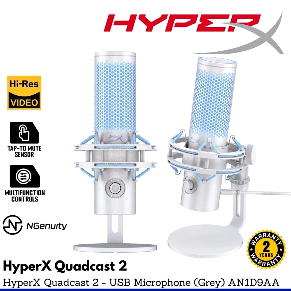 MICROPHONE (ไมโครโฟน) HyperX QUADCAST 2 WHITE STANDALONE MICROPHONE (AN1D9AA)
