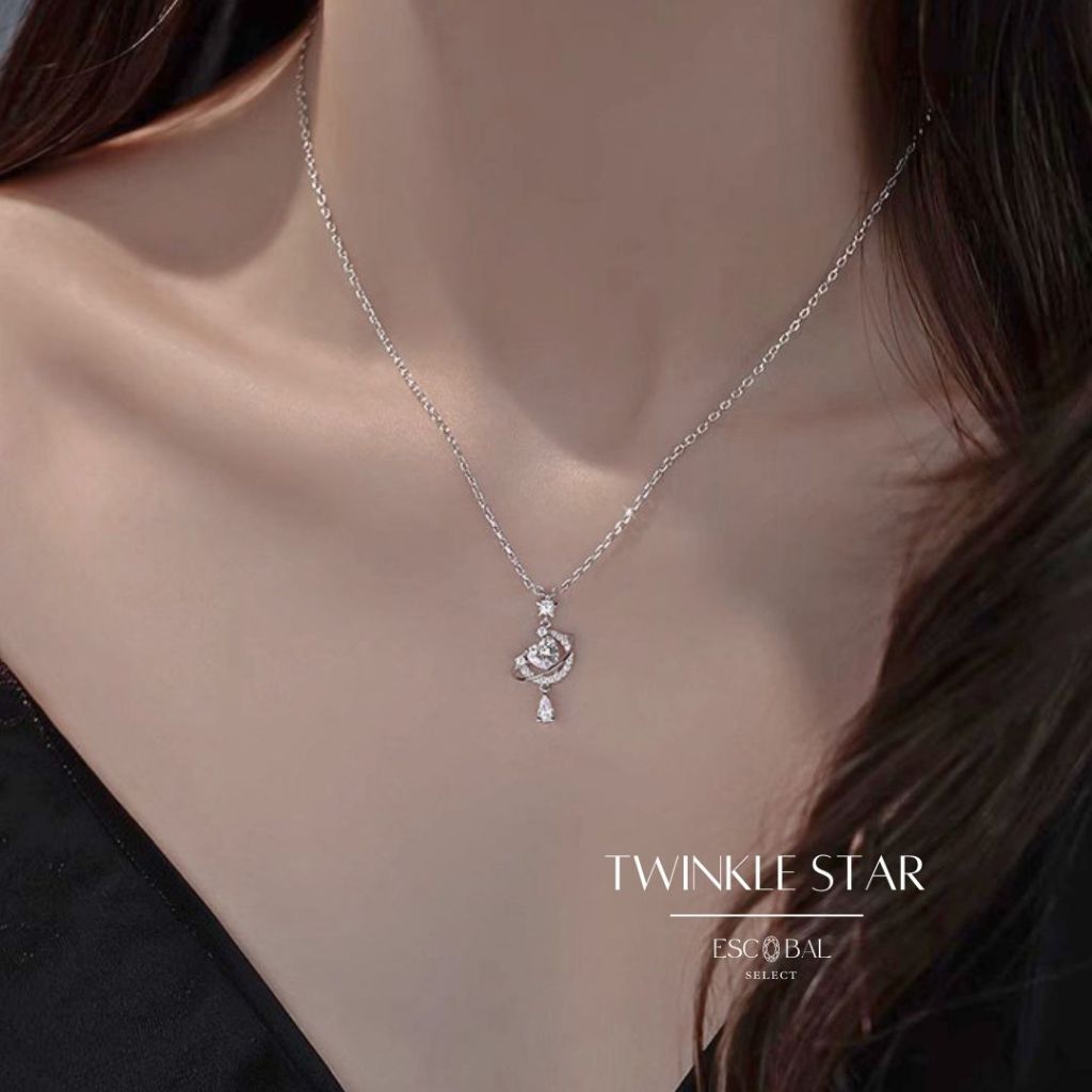 ESCOBAL สร้อยคอเงิน Twinkle Star สร้อยคอเพชร ดีไซน์หรูหรา สร้อยคอเงิน925 สร้อยคอแฟชั่น มีเอกลักษณ์