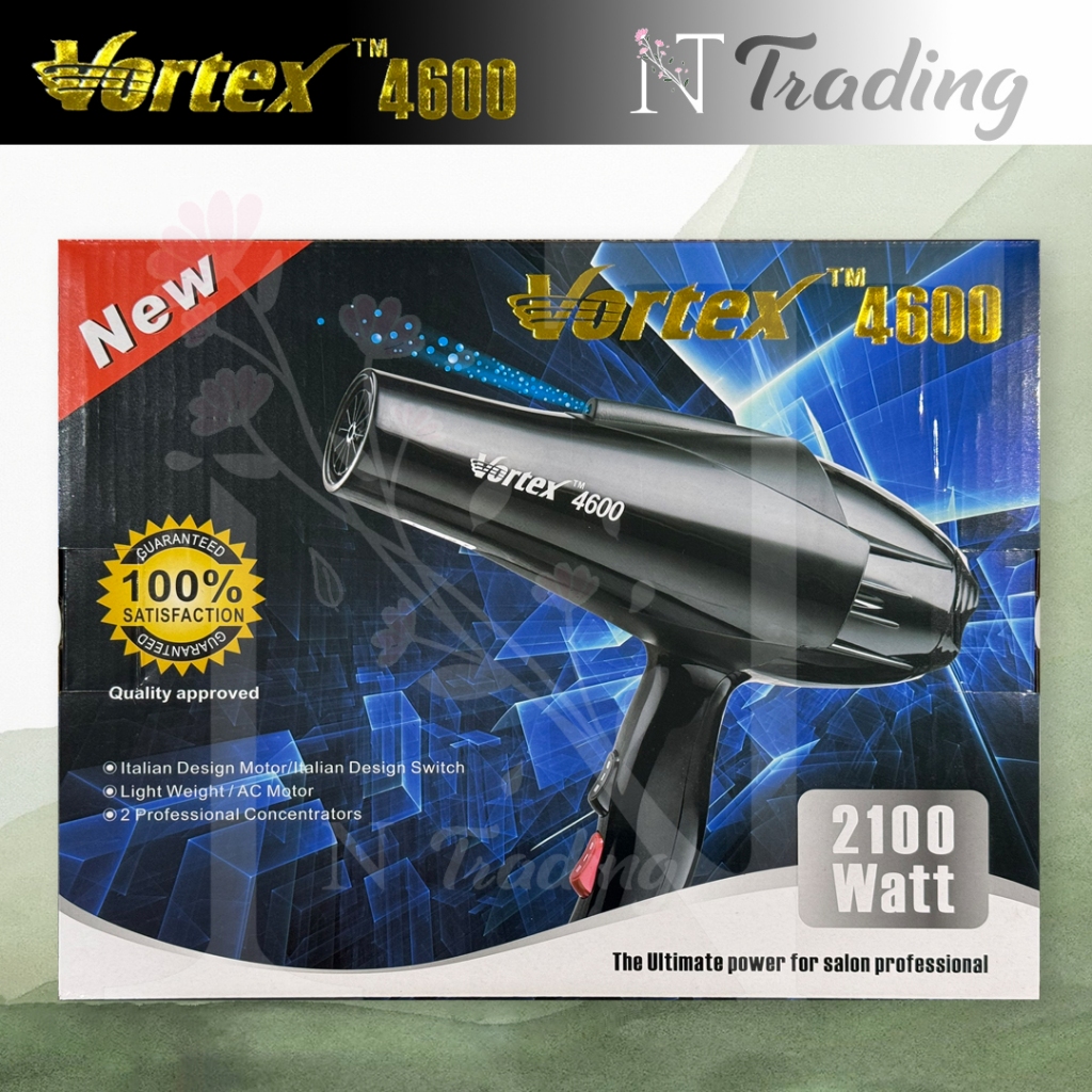 Vortex Professional Hair Dryer | โวเท็กซ์ วอร์แทกซ ไดร์ ไดร์เป่าผม Vortex 4600 (2100 watt) | ลมแรง เสียงเบา สเปคช่าง