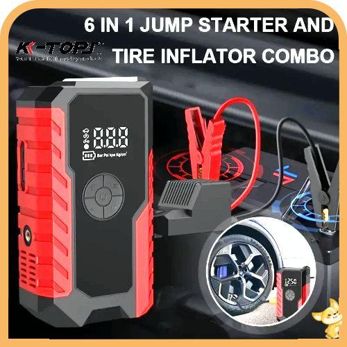 แหล่งจ่ายไฟสตาร์ทเตอร์แบบเติมลม jump start รถยนต์ จั๊มสตาร์ทรถยนต์ jump star  (ชาร์จและเติมลมไ）