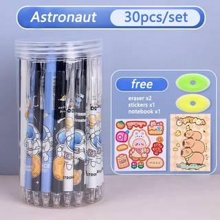 ปากกากดลบได้ 30 ชิ้น/กล่อง 0.5mm Capybara ลายการ์ตูน เจลน้ำเงิน พร้อมส่งในไทย ปากกาลบได้ เครื่องเขียน