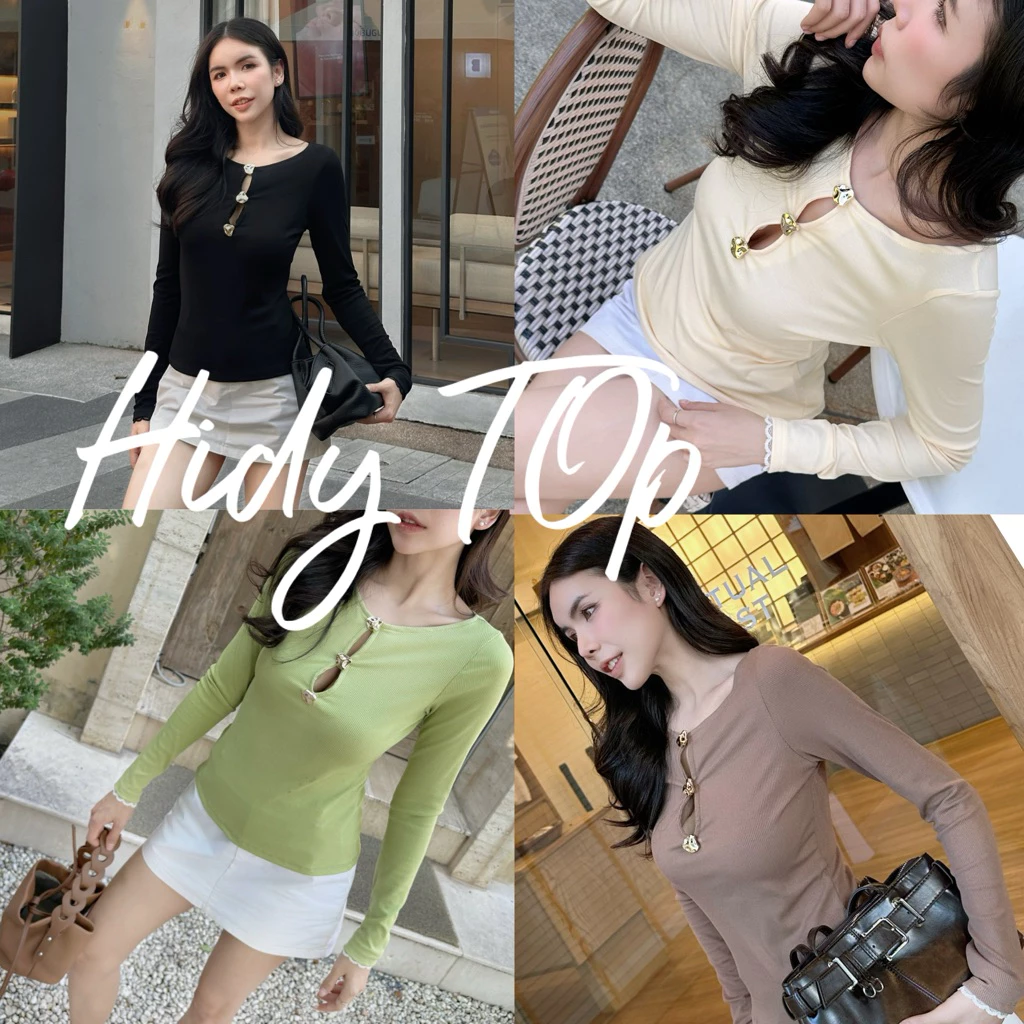 Hidy Topเสื้อแขนยาวแต่งกระดุมทอง