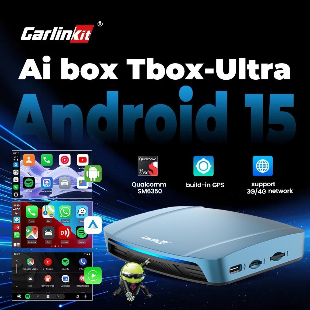 Carlinkit Android 15 AI Box Ultra 8+128G Wireless Carplay กล่องสตรีมมิ่ง Android Auto อะแดปเตอร์ไร้ส