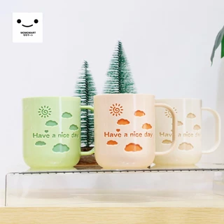 MOMOMART แก้วน้ำพลาสติก 470ml แก้วน้ำดื่ม มีหูจับ แข็งแรง ทนทาน รุ่น MD10-011-21