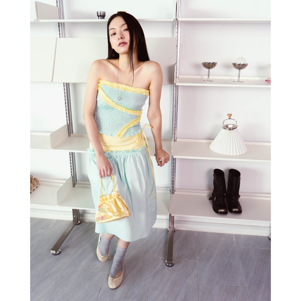 Allur Quarter Cedrus two tone skirt กระโปรงตัดต่อสี