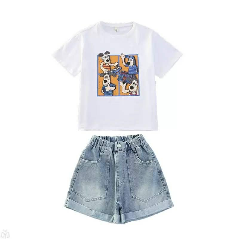 (ขายแยกชิ้น)(**พร้อมส่งจากในไทย**)NO.918 เสื้อยืด*สีขาว* ลายน้องหมาสี่ช่อง/NO.919 กางเกงยีนส์ขาสั้น พับขา ราคา ถูกที่สุด ดีลบีเคเค แกลเลอรีภาพที่ 8