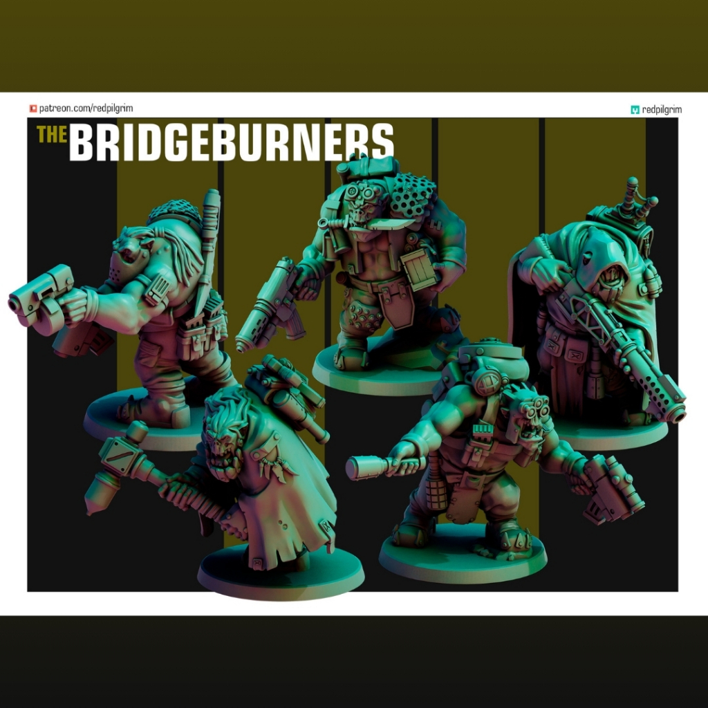 Bridgeburners Set 1 - Greenskins - Humanoid Orc / 28-32mm scale 3D printed miniature RPG