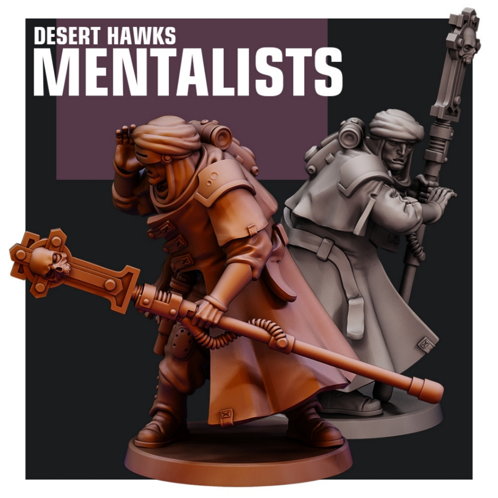 Desert Hawks Mentalists - Desert Hawks - Humanoid Human / 28mm scale 3D printed miniature RPG