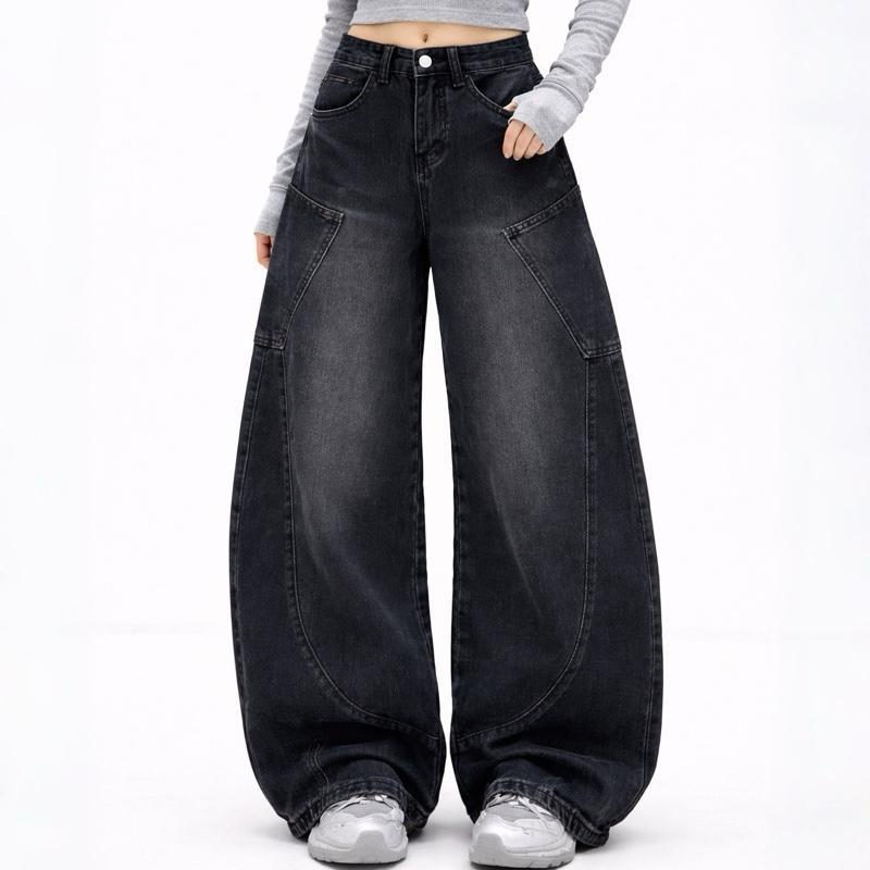 jinjeans #8311 (XS-6XL) กางเกงยีนส์คาร์โก้ ทรงกระบอกใหญ่ กระเป๋าเฉียงสวยมาก พร้อมส่งจากไทย