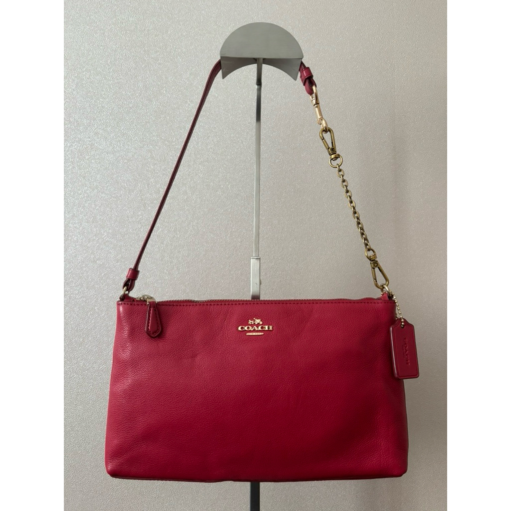 กระเป๋าสะพายไหล่ Coach Lewis Shoulder Bag สีแดง (Red) F80058 หนัง Pebble แท้ สวยหรู สภาพดี ของแท้ 10