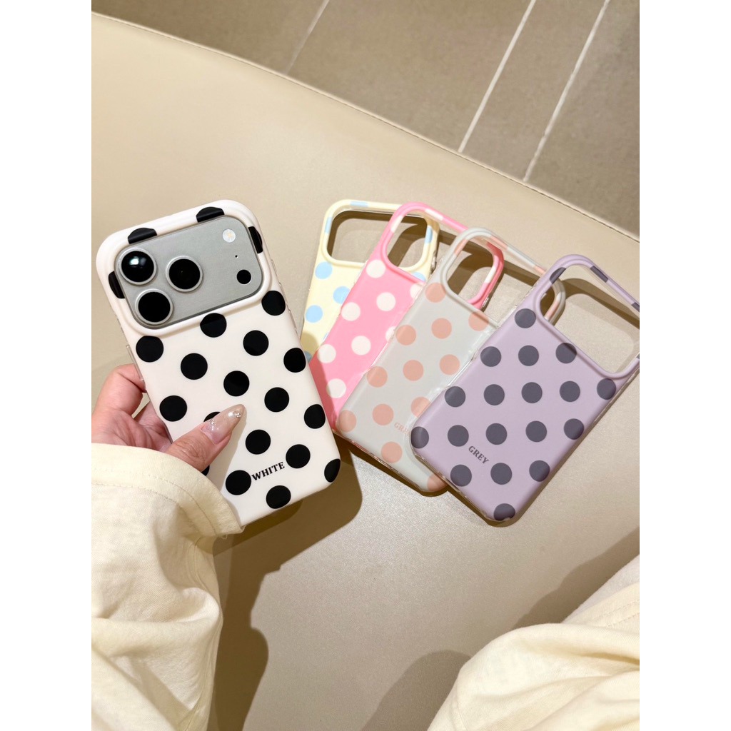 [13/14-17pm] เคสลายจุดpolka mag แม่เหล็ก จุดพาสเทล ขอบยางกันกระแทก ผิวแมทกันรอยนิ้วมื้อ