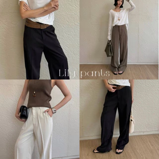 Lily pants รหัส #A04 กางเกงทรงกระบอกกลางตะขอหน้าเรียบ ผ้าพรีเมี่ยมทิ้งตัวใส่ทำงานได้เที่ยวได้ ทรงเบสิคแต่งตัวง่าย