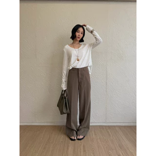 Lily pants รหัส #A04 กางเกงทรงกระบอกกลางตะขอหน้าเรียบ ผ้าพรีเมี่ยมทิ้งตัวใส่ทำงานได้เที่ยวได้ ทรงเบสิคแต่งตัวง่าย