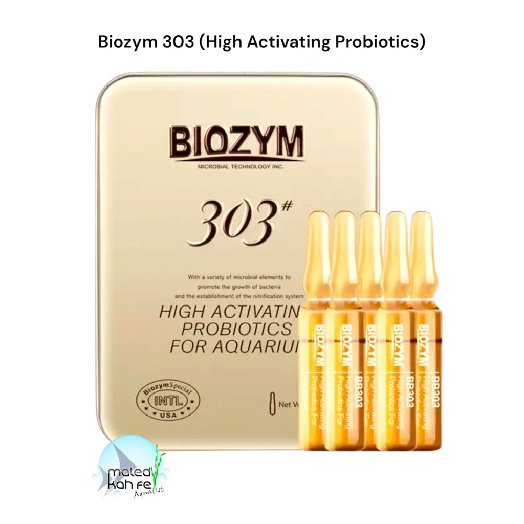 (แท้ Lot ใหม่) Biozym 303 (High Activating Probiotics) แบคทีเรีย ตู้ปลา จุลินทรีย์ น้ำใส ลดแอมโมเนีย เร่งระบบกรอง 5 หลอด