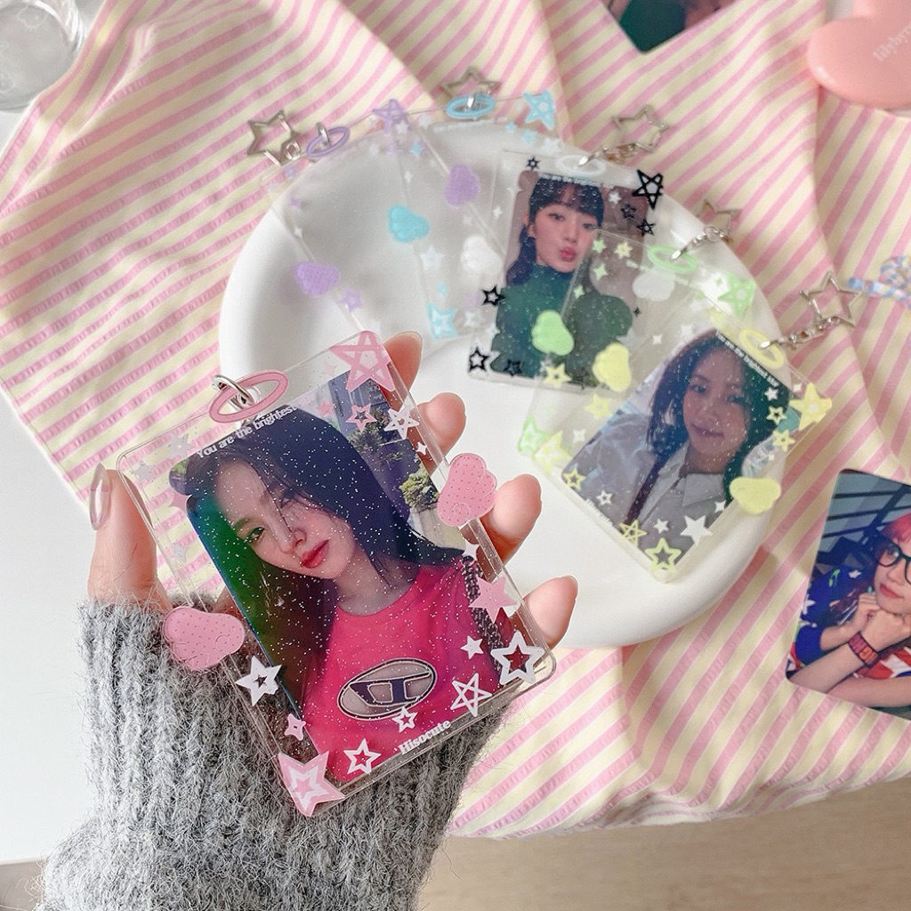 พร้อมส่ง🇹🇭เฟรมการ์ดAcrylic Angel Wings Card Holder พวงกุญแจใส่รูป ใส่บัตร(AB) #CD8