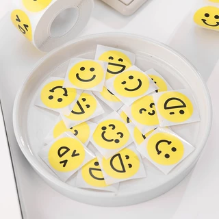 [พร้อมส่ง🇹🇭] สติ๊กเกอร์ (ม้วน490ดวง) Yellow Smile ขนาด 1 นิ้ว