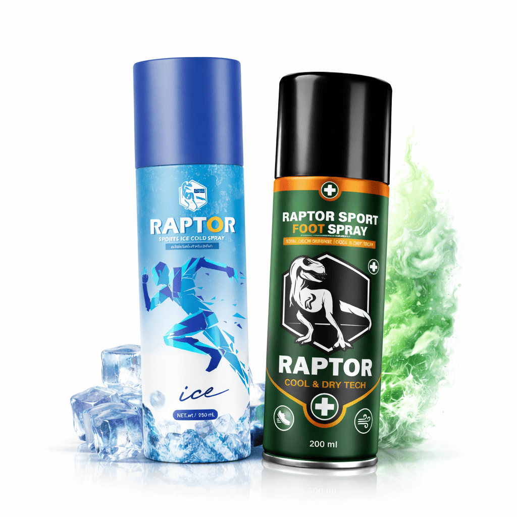 [แพ็คคู่สุดคุ้ม!] RAPTOR สเปรย์ฉีดเท้า&รองเท้า + สเปรย์เย็นสูตรสปอร์ต เย็นสดชื่น มั่นใจทุกกิจกรรม