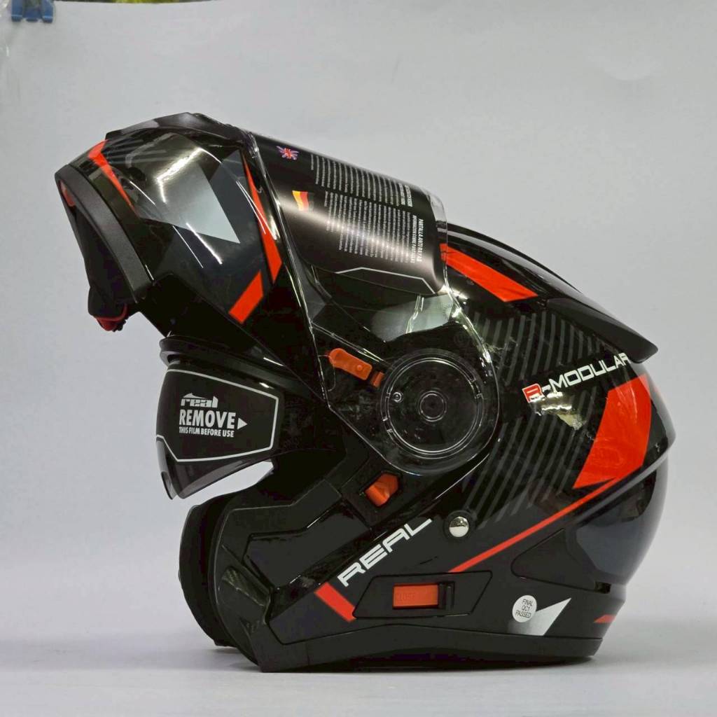 ใหม่2026 Storm Modular ดำ-แดง  หมวกกันน็อคReal รุ่นStorm ยกคางได้ ไซร์ S-XXL  แว่น2ชั้น รองรับบลูทูธ