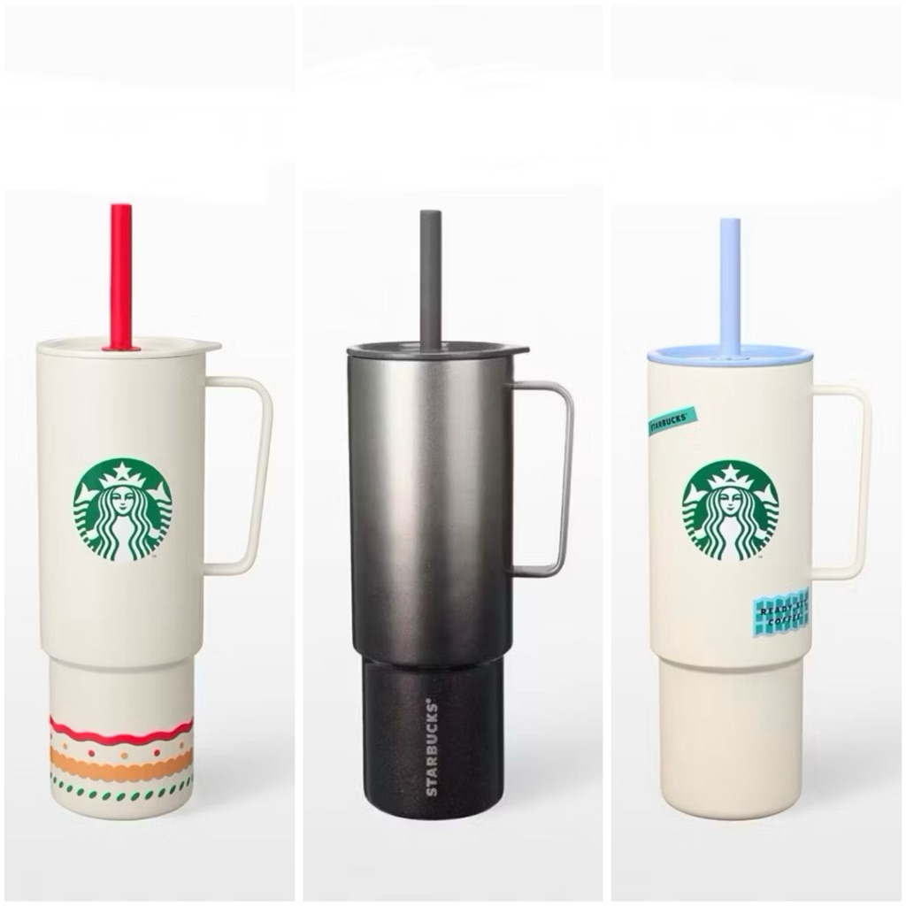 Starbucks Stainless Steel Holiday silver Glitter & Holiday Pattern & Check Check &Blue Yellow Pattern Cold Cup 31.5oz