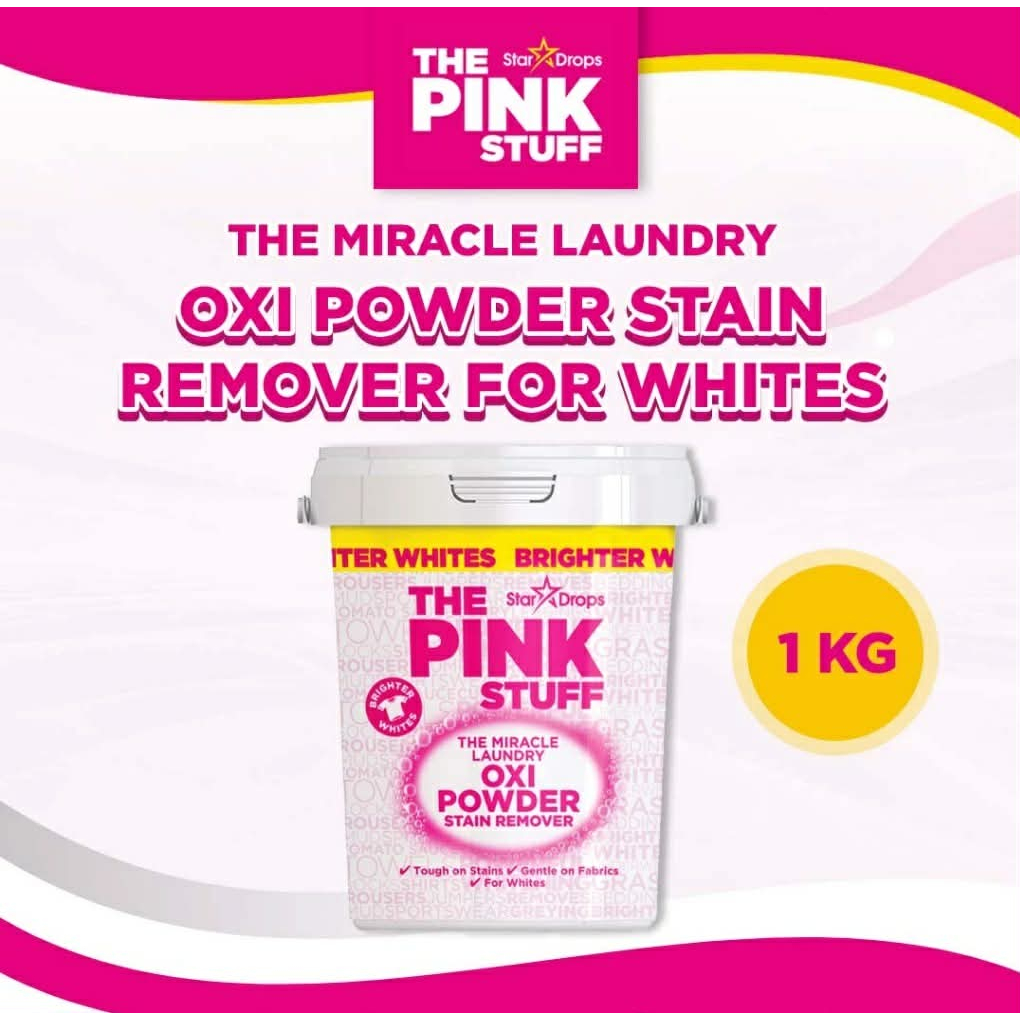 ผงซักฟอก The Pink Stuff The Miracle Laundry OXI Powder ขจัดคราบสำหรับผ้าขาว 1 กก.